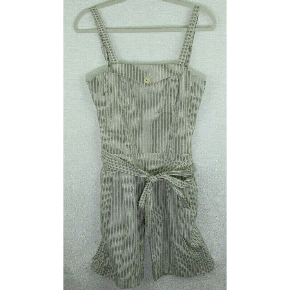 BCBG Maxazria Womens Romper Size 2 Striped Linen NEW